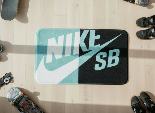 Plush teal/black rug